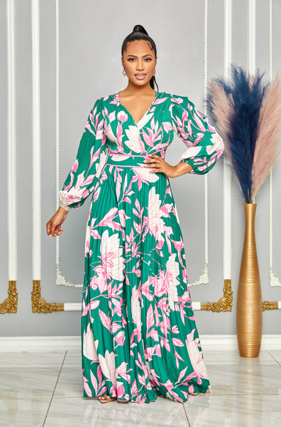 Pink and green maxi dress Outlet