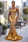 ECLIPSE DIAMOND STRAPLESS CORSET GOLD LEAF GOWN