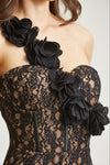 3D FLOWER LACE DROPWAIST MAXI DRESS (BLACK)