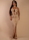 ROPE-STYLE KNOT DETAIL MAXI DRESS (BEIGE)