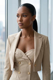 CHAMPAGNE DOULE-BREASTED BUSTIER BLAZER DRESS SET