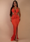 ROPE-STYLE KNOT DETAIL MAXI DRESS (ORANGE)