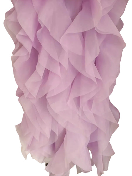 ONE SHOULDER STRAP LAYERED RUFFLE TIERED MAXI DRESS (LAVENDER)