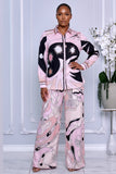 ABSTRACT PRINT TWO-PIECE PANTS SET