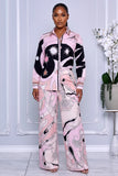 ABSTRACT PRINT TWO-PIECE PANTS SET
