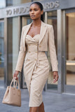 CHAMPAGNE DOULE-BREASTED BUSTIER BLAZER DRESS SET