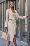 CHAMPAGNE DOULE-BREASTED BUSTIER BLAZER DRESS SET