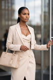 CHAMPAGNE DOULE-BREASTED BUSTIER BLAZER DRESS SET