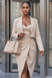 CHAMPAGNE DOULE-BREASTED BUSTIER BLAZER DRESS SET