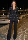 CRYSTAL EMBELLISHED DOUBLE BREASTED BLAZER AND PANTS SET (BLACK)