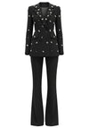 CRYSTAL EMBELLISHED DOUBLE BREASTED BLAZER AND PANTS SET (BLACK)