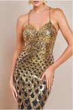 DIAMANTE STRAP FISH SCALE SEQUIN MAXI DRESS