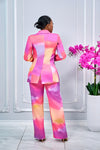 PRINTED FLYING SLEEVES BLAZER AND PANTS SET