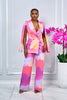 PRINTED FLYING SLEEVES BLAZER AND PANTS SET