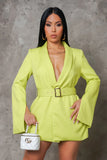 CHIC BOSS BLAZER-INSPIRED ROMPER (CHARTREUSE)