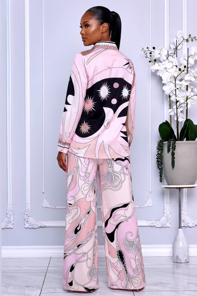 ABSTRACT PRINT TWO-PIECE PANTS SET
