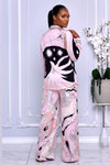 ABSTRACT PRINT TWO-PIECE PANTS SET