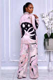 ABSTRACT PRINT TWO-PIECE PANTS SET