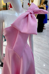 SINGLE SHOULDER BOW DETAILED MAXI DRESS WITH POCKETS (PINK)