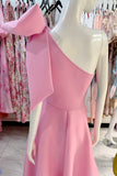 SINGLE SHOULDER BOW DETAILED MAXI DRESS WITH POCKETS (PINK)