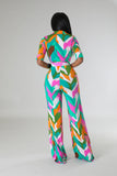 COLLAR SURPLICE NECKLINE WIDE LEG JUMPSUIT (MULTI)