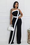 TUBE WHITE TRIM CAPE DETAIL WIDE LEG BLACK JUMPSUIT (BLACK/WHITE)