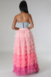 OMBRE MESH LAYERED MAXI SKIRT (PINK MULTI)