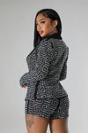 RHINESTONE TWO PIECE BLAZER AND SHORT SET (BLACK)