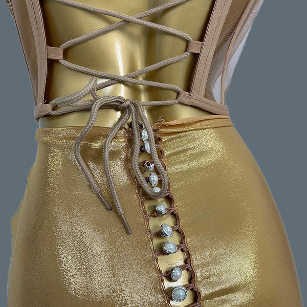 STRAPLESS TUBE METALLIC MAXI DRESS (GOLD)