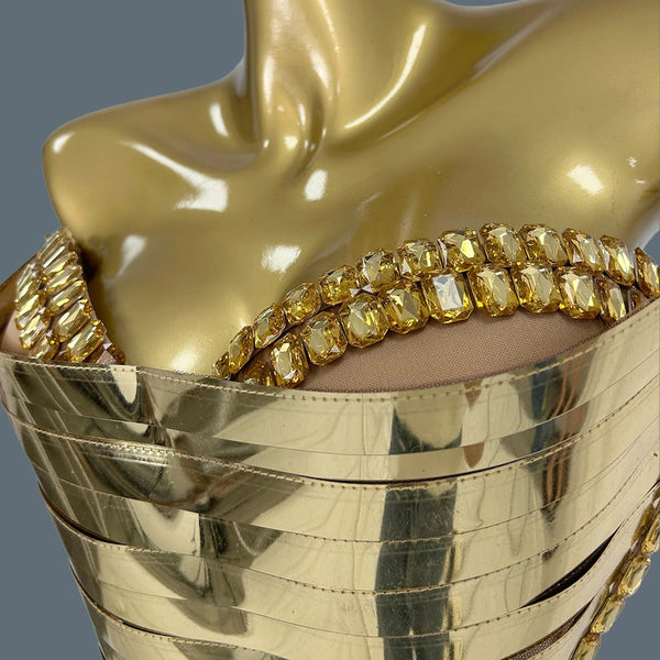 STRAPLESS TUBE METALLIC MAXI DRESS (GOLD)