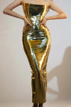 STRAPLESS TUBE METALLIC MAXI DRESS (GOLD)