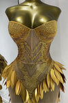 ECLIPSE DIAMOND STRAPLESS CORSET GOLD LEAF GOWN