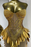 ECLIPSE DIAMOND STRAPLESS CORSET GOLD LEAF GOWN