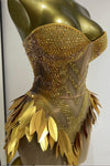 ECLIPSE DIAMOND STRAPLESS CORSET GOLD LEAF GOWN