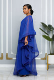 ELEGANCE CAPE ONE SHOULDER WIDE LEG JUMPSUIT (ROYAL BLUE)