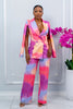 PRINTED FLYING SLEEVES BLAZER AND PANTS SET