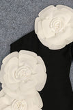 STATEMENT 3D FLOWERs ONE SHOULDER BANDAGE MAXI DRESS
