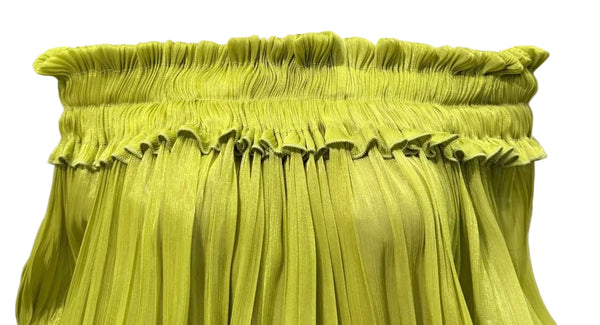 DRAMA BALLOON SLEEVES RUCH MINI DRESS AND SHORT SET (CHARTREUSE)