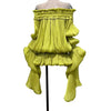 DRAMA BALLOON SLEEVES RUCH MINI DRESS AND SHORT SET (CHARTREUSE)