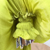 DRAMA BALLOON SLEEVES RUCH MINI DRESS AND SHORT SET (CHARTREUSE)