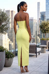 BUTTER YELLOW RUFFLE STRAPLESS BANDAGE MAXI DRESS
