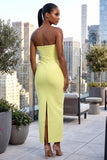 BUTTER YELLOW RUFFLE STRAPLESS BANDAGE MAXI DRESS