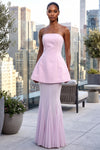 STRAPLESS PINK CORSET DRESS WITH MESH SKIRT SET