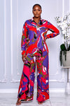 VIBRANT ABSTRACT PRINT TWO-PIECE PANTS SET