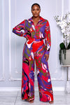 VIBRANT ABSTRACT PRINT TWO-PIECE PANTS SET