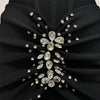CRYSTAL BUSTIER DRAPED DETAIL BANDAGE MAXI DRESS (BROWN)