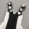 REINE V-NECK 3D FLOWERS BANDAGE CORSET MAXI DRESS (BLACK/WHITE)
