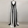 REINE V-NECK 3D FLOWERS BANDAGE CORSET MAXI DRESS (BLACK/WHITE)