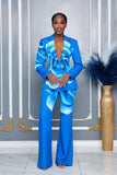 BLOOMING FLOWER ROYAL BLUE BLAZER AND PANTS SET