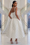 PARIS TAILORED SQUARE NECKLINE POLKA DOT DRESS